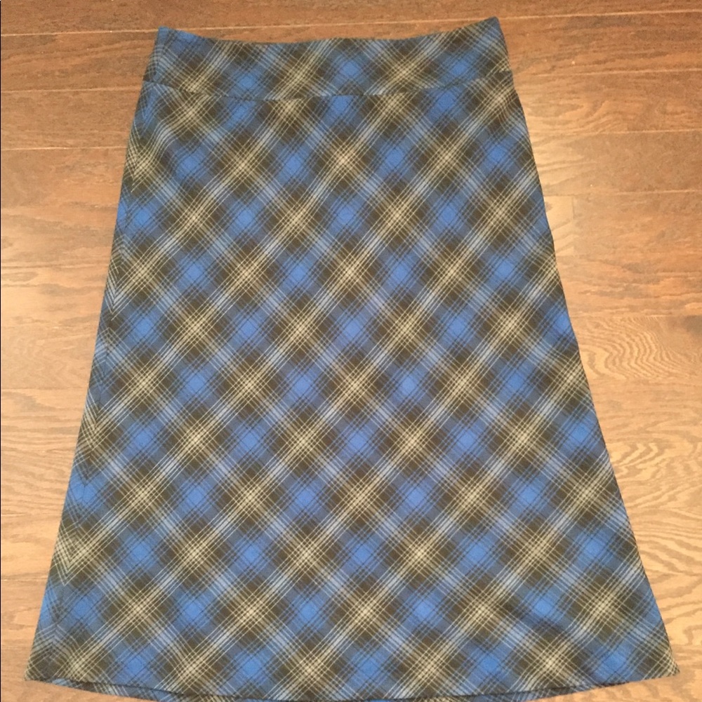 Blue Plaid Ankle Length Skirt